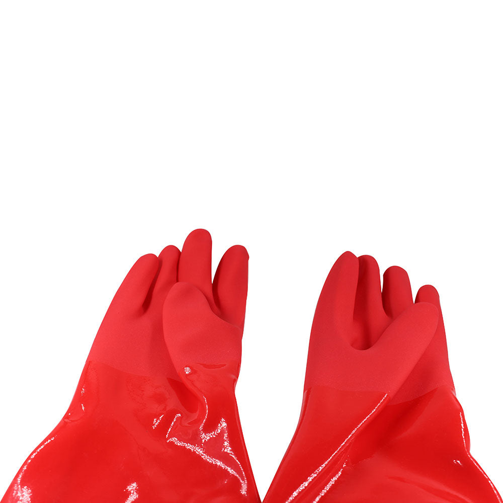 PVC Work Safety Glove Red 45cm Oil Chemical Resistant Dipped Durable Sanded-1