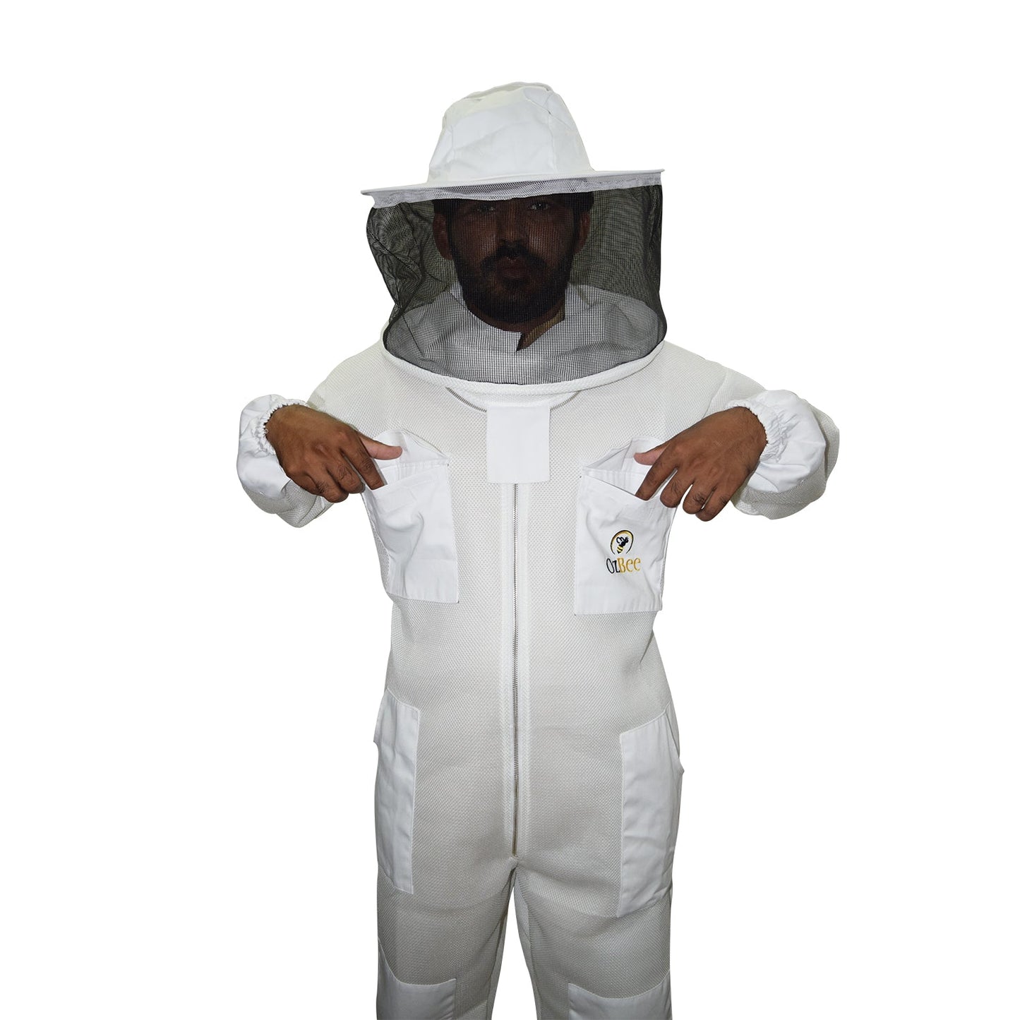 Beekeeping Starter Kit For Beekeepers With OZ Bee 2 Layer Mesh Ventilated Round Head Suit Protective Gear-2