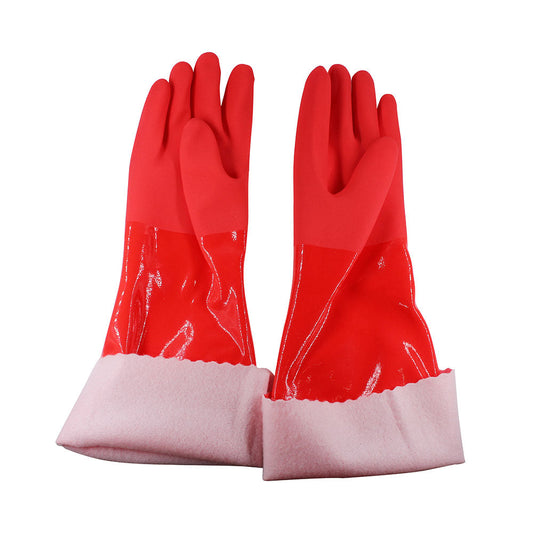 PVC Work Safety Glove Red 45cm Oil Chemical Resistant Dipped Durable Sanded-0