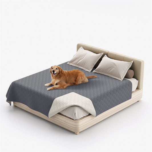 PETSWOL Waterproof Dog Bed Cover and Pet Blanket for Furniture, Bed, Couch, and Sofa-Gery
