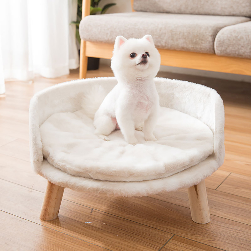 Pet Sofa Bed Raised Cat Chair with Removable Cushion