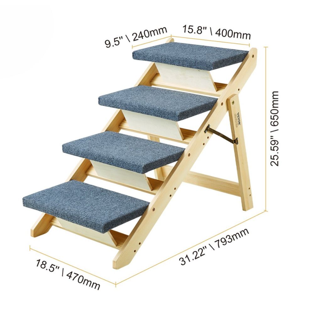 2 in 1 Foldable Pet Steps Ramp for Small to Large Dogs