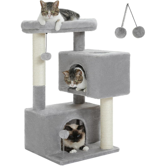 Cat Tower with Double Condo for Kittens Indoor Large Top Perch