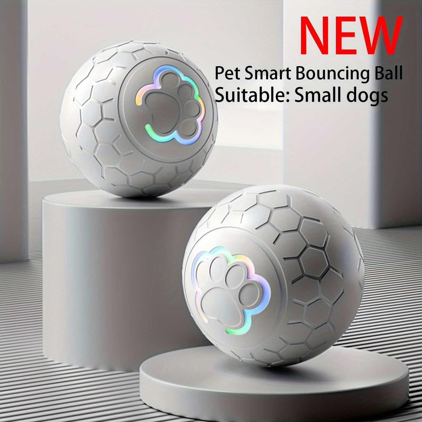 Interactive Dog Toy Ball - Grey Striped-4